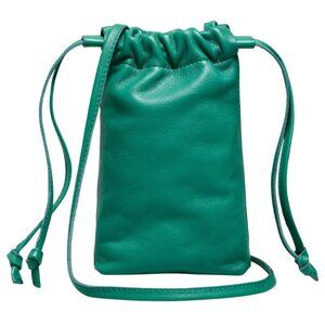 Madewell Leather Piazza Phone Bag Cinched Pouch Crossbody Purse Jade Green NL840